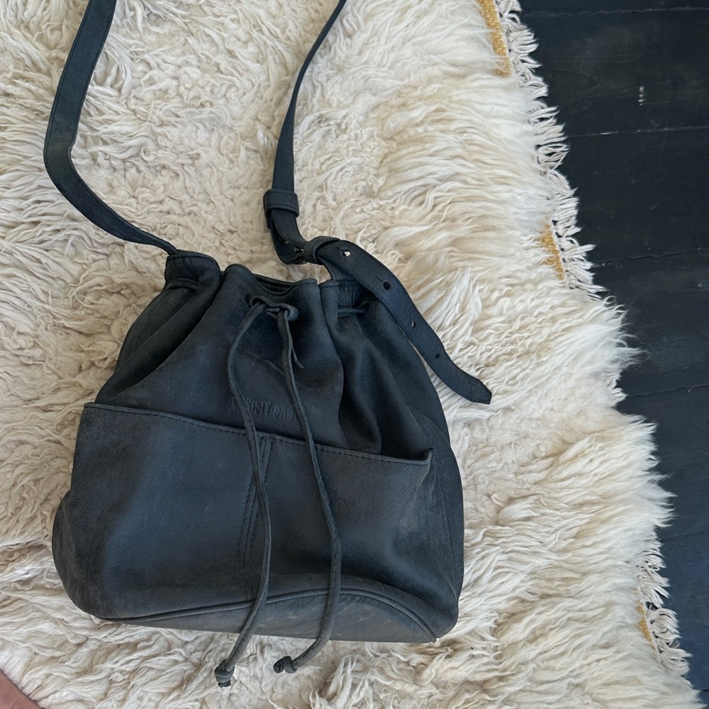 Christy Dawn soft Black Leather bucket bag